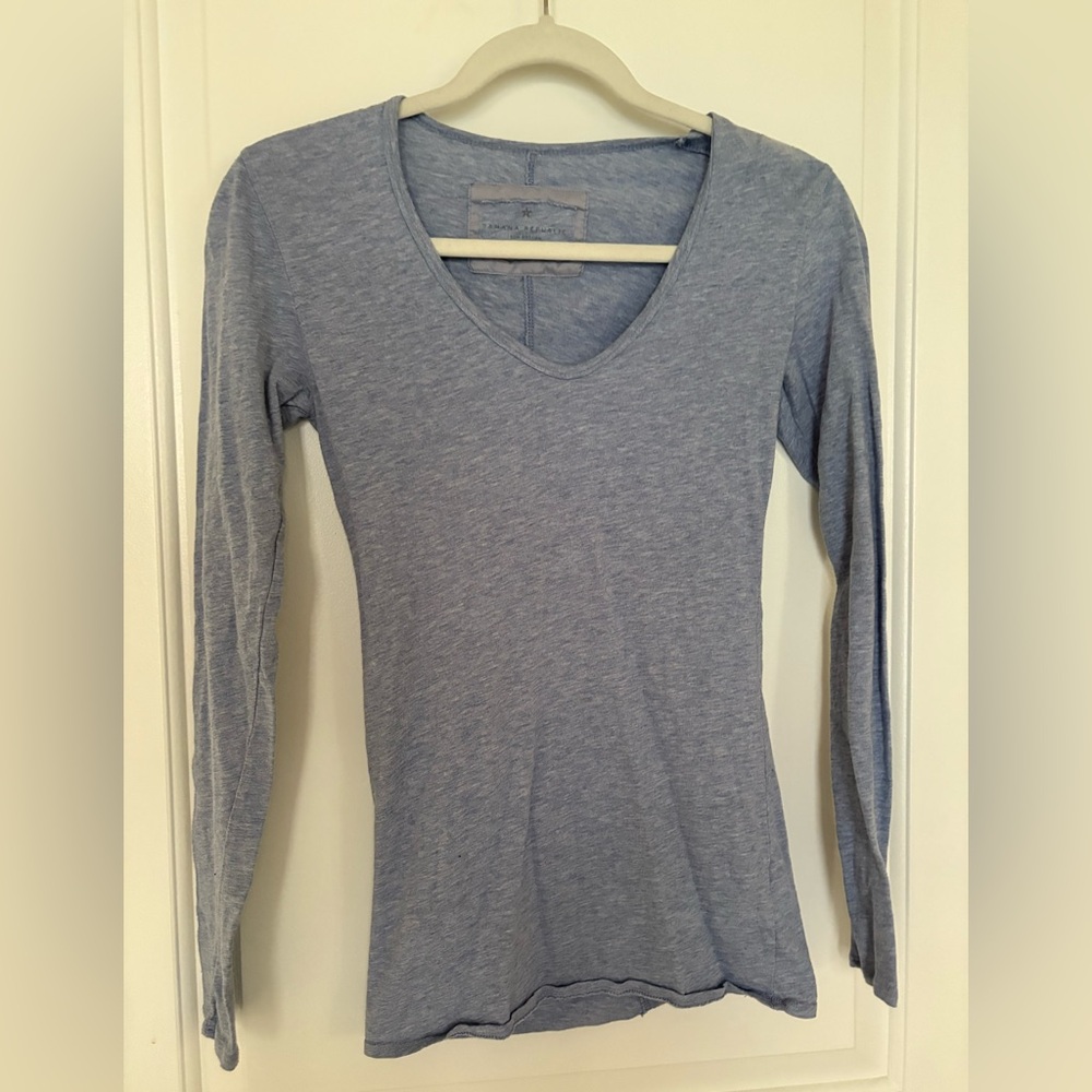 Banana Republic Baby Blue Fitted Long Sleeve Blouse